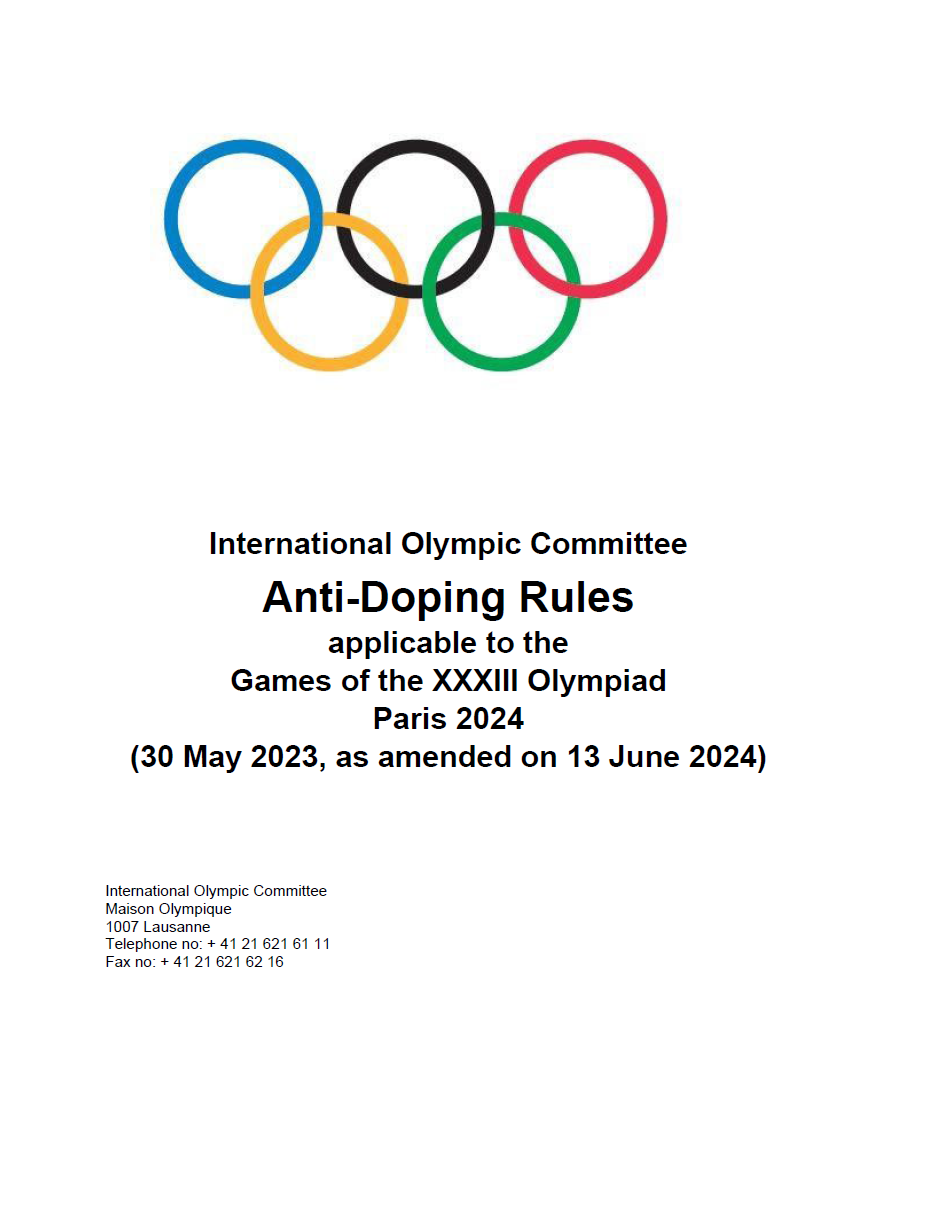 Anti-doping rules for the Olympic Games Paris 2024