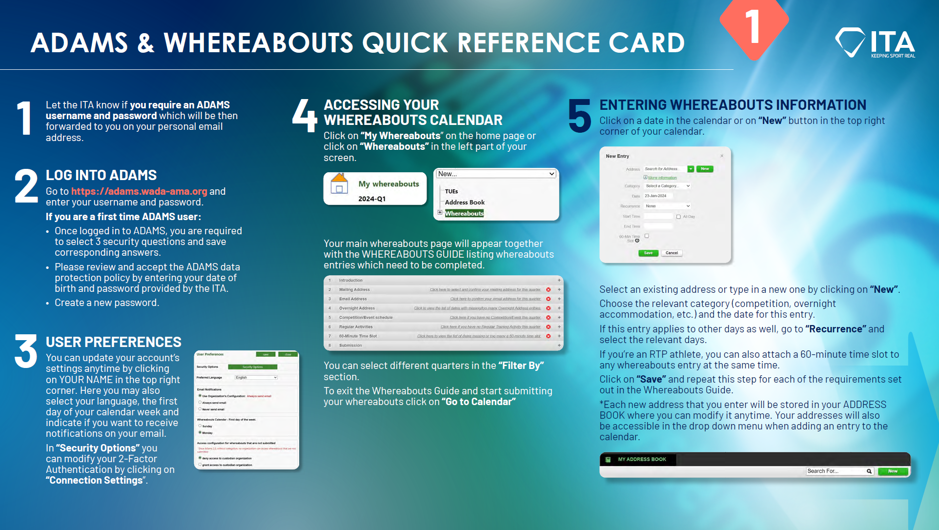 ADAMS & Whereabouts quick reference card - ENG