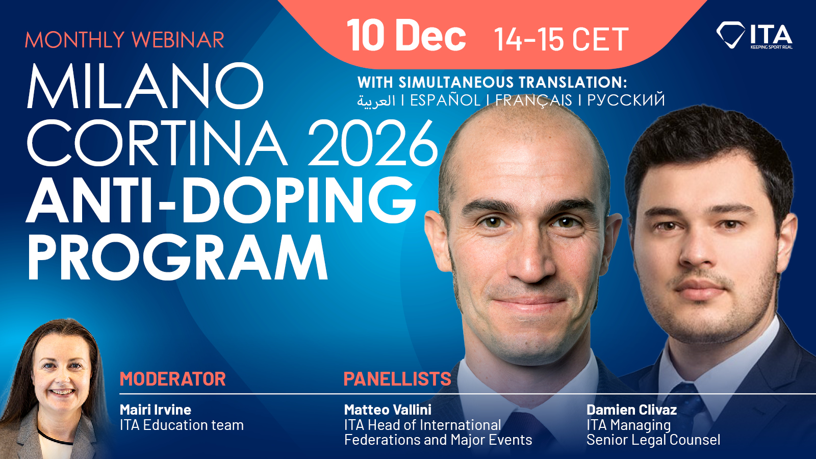 Monthly webinar: Milano Cortina 2026 Anti-Doping Program