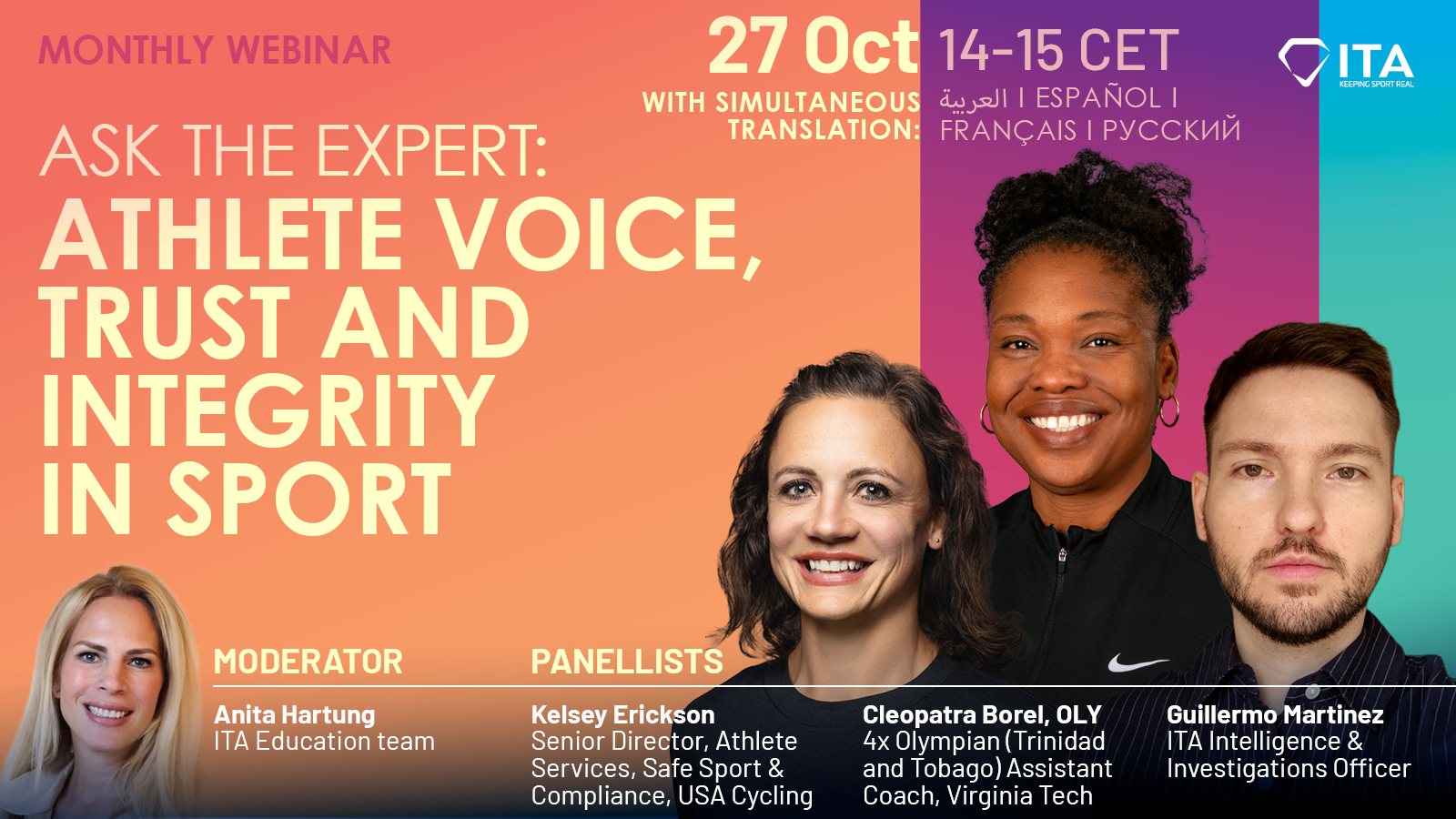 Monthly Webinar: Ask The Expert: Athlete Voice, Trust and Integrity in Sport
